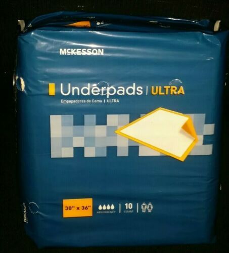 10 New 36" MCKESSON DISPOSABLE HEAVY/SEVERE UNDERPADS》Wee Pee Piddle Pads - $14.49