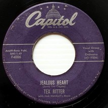 Tex Ritter - Jealous Heart / Burning Sand [7&quot; 45 rpm Single] 1958 Capitol - £2.74 GBP