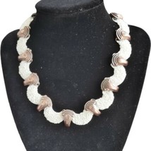 Vtg Iconic 1950s Matisse Copper California Dreamin White Seafoam Collar Necklace - £59.96 GBP