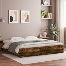 Industrial Rustic Smoked Oak Wooden Super King Size Bed Frame With Drawers - £213.49 GBP