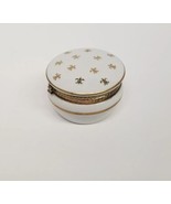Vintage Lefton China No. 1050 Makeup Trinket Dish, White w/ Gold Trim - £15.53 GBP