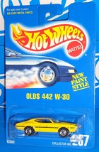 Hot Wheels Early-Mid 1990s Mainline #267 Olds 442 W-30 Yellow w/ BWs Cut... - $6.00