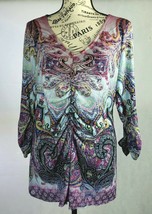 Live and Let Live Sublimation Multicolor Boho Chic Casual Gypsy Shirt To... - $15.19