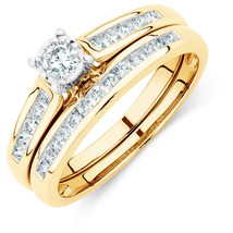 2ct Round Cut Diamond 14K Yellow Gold Finish Wedding Bridal Ring Set - $70.11