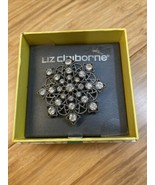 NEW Liz Claiborne Silver Tone Snowflake Brooch Pin Fashion Jewelry KG JD - $27.06 CAD