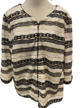 Alex Evenings Women Zip Front 3/4 Sleeve Sequined Jacket White/Black/Gol... - $37.99