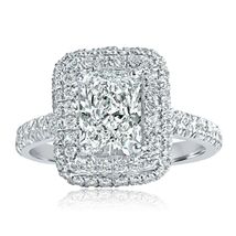 1.61Ct IGI E-VS2 Lab Grown Radiant Diamond Halo Ring 14k White Gold 2.33... - $1,849.20 CAD