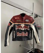 Vintage Red Bull Racing Leather Moto Jacket  Embroidered Patches Y2K Str... - $280.00