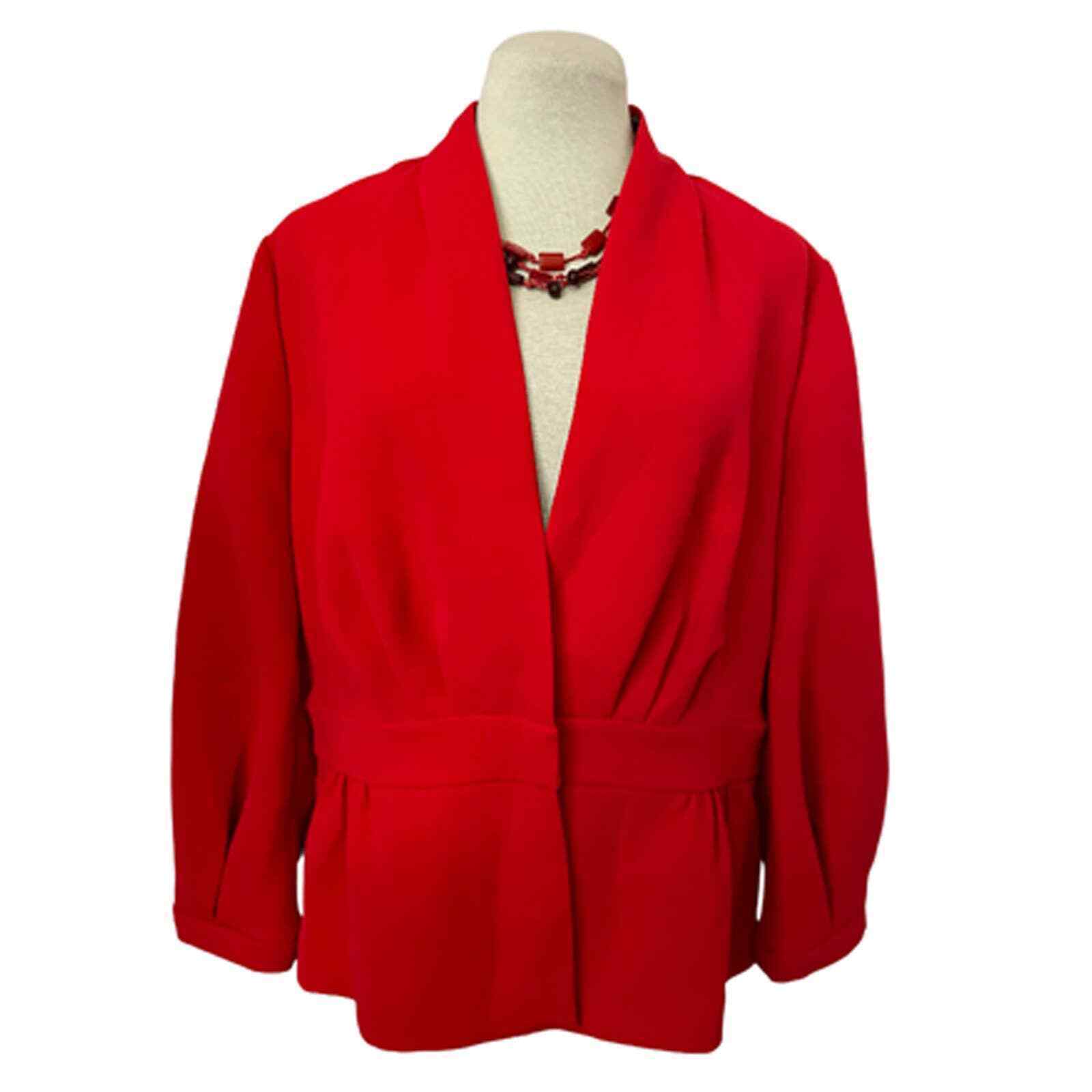 Halogen Peplum Red Balloon Sleeve Jacket Women&#39;s Size M - $39.60