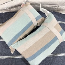 2-Pack Sunbrella Striped Rectangle Corded Throw Pillows 16x16 Gateway Mist Blue - $71.28