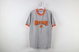 Vtg Reebok Mens Medium Faded Spell Out Cleveland Browns Football Ringer T-Shirt - £29.72 GBP