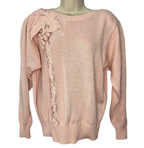 Vintage Toni Sweater Pink Leaf Beaded Embellishment Petite Size PL Long Sleeve - £27.62 GBP