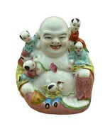 Vintage Chinese Porcelain Happy  Buddha Statue With 5 Children READ - £46.97 GBP