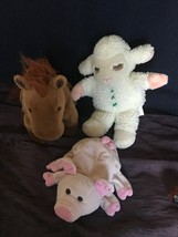 Lot of RBI Plush Brown Horse Dream Pink Pig &amp; White Curly Haired Lamb Sh... - £13.13 GBP
