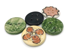 5 Pcs Assorted Sewing Buttons Handmade Novelty Ceramic 4 Hole Coat Buttons Large - £34.28 GBP