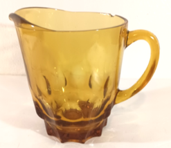 Hazel atlas glass pitcher continental amber thumbprint reflection  VTG r... - $9.70 CAD