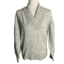 Madewell Shawl Collar Wool Sweater S Grey Marled Knit Pullover Puff Sleeve NEW - £47.90 GBP