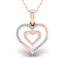 Real 10K Rose Gold 0.05ct TDW Diamond Heart shape Pendant - £135.88 GBP