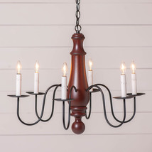 Large Norfolk Chandelier 6 Arm Wood Metal Light Fixture RUSTIC RED USA - £391.53 GBP