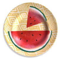 Watermelon Melamine Dessert App Fruit Plates 8.5&quot; Set of 4 Summer Beach ... - £24.58 GBP