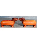 Hot Dog Sausage Ketchup Mustard Dachshunds Ceramic Salt &amp; Pepper Shakers... - $23.28 CAD