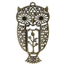 Wholesale Lot 12 Antique Victorian Style Bronze Tone Reticulated Owl Pendants - £7.99 GBP