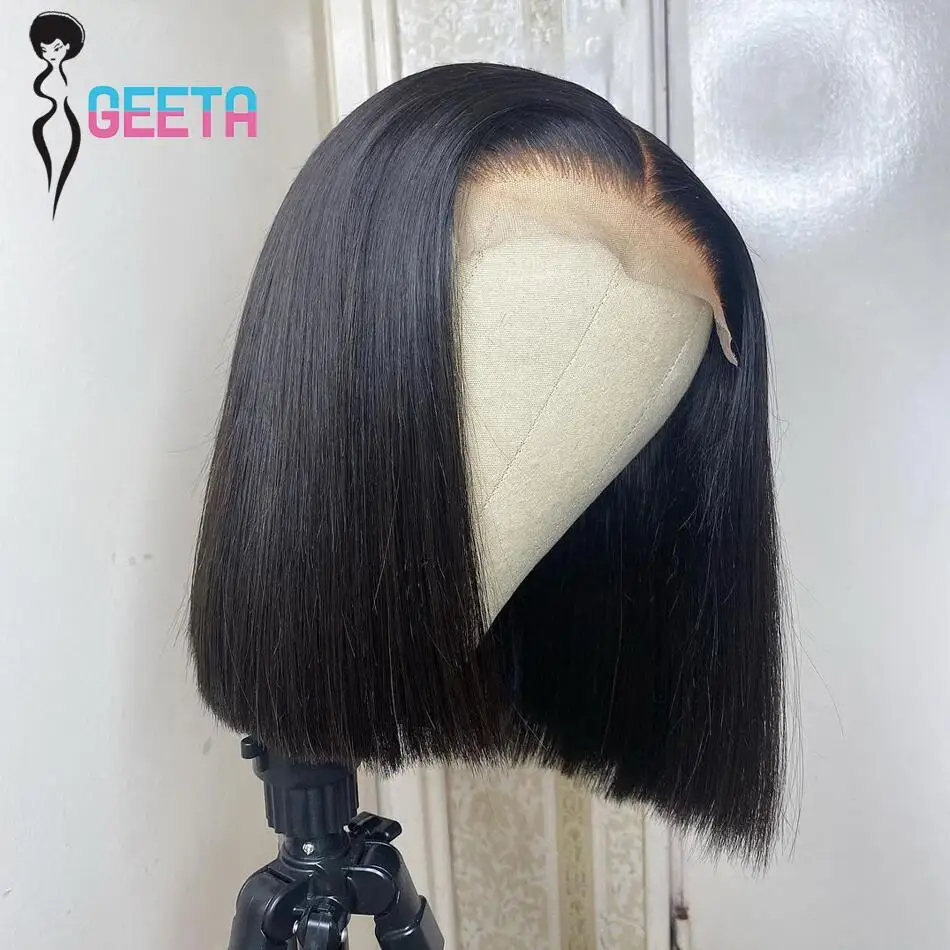 Short Bob Wig Transparent Lace Wigs Hiuman Hair Straight Bob Wigs For Women Remy - $78.10+