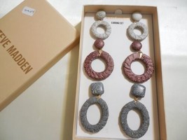 Steve Madden 2-1/2&quot; Gold Tone Mauve Hoop Earring Gift Set SM104 $26 - £9.98 GBP