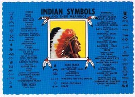 Indian Symbols Postcard Meanings Chief Headdress Feathers - $2.16