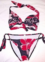 ARIZONA Bikini Swimwear Women 2 Piece Triangle String Bathing Suit Reds ... - $23.95