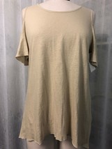 Chico&#39;s Women&#39;s Tan Cold Shoulder Top Size 1 / Small - $30.94