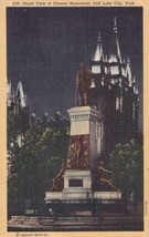 Salt Lake City Utah UT Night View Pioneer Monument Postcard C19 - £2.35 GBP