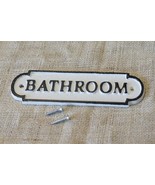 CAST IRON BATHROOM Sign Style Cast Iron Door Restroom Lavatory Black &amp; W... - $15.99