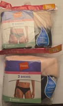 Hanes Women&#39;s 100% Cotton Bikinis 2 Pack Lot of 2 - Total of 4 Size 7 - $16.82