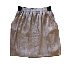 NWT Women Dark Brown Satin UNIQLO Mini Skirt Elastic Waist Sz Pockets XS Short image 1