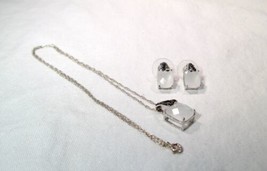 Sterling Silver White Quartz Necklace and Dangle Earrings Set K430 - £51.75 GBP