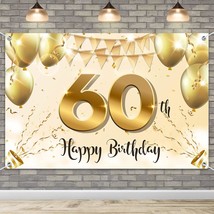 6X4Ft Happy 60Th Birthday Banner Backdrop - 60 Years Old Birthday Decorations Pa - £15.79 GBP