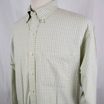 Izod Sueded Poplin Cotton Oxford Shirt XL Long Sleeve Plaid Check Button Down - £10.17 GBP