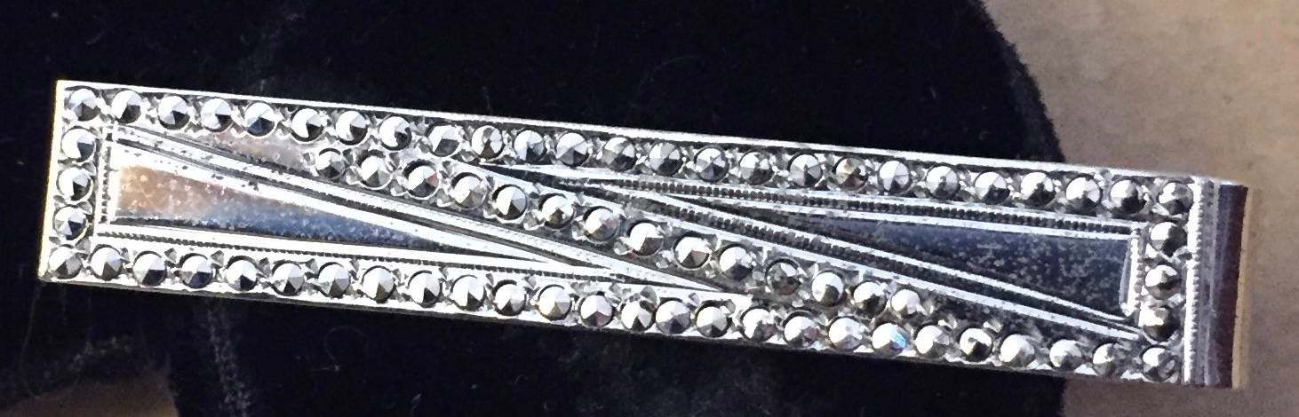 Vintage Mid Century 1950s Sterling Silver Iron Pyrite Marcasites Moderni... - $43.93