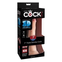 King Cock Plus 7 in. Triple Density Cock Realistic Dildo With Suction Cup Beige - £46.09 GBP