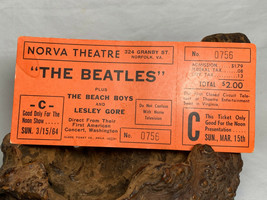 1964 Norva Theatre &quot;THE BEATLES&quot; + Beach Boys Unused Concert Ticket No. ... - £520.80 GBP