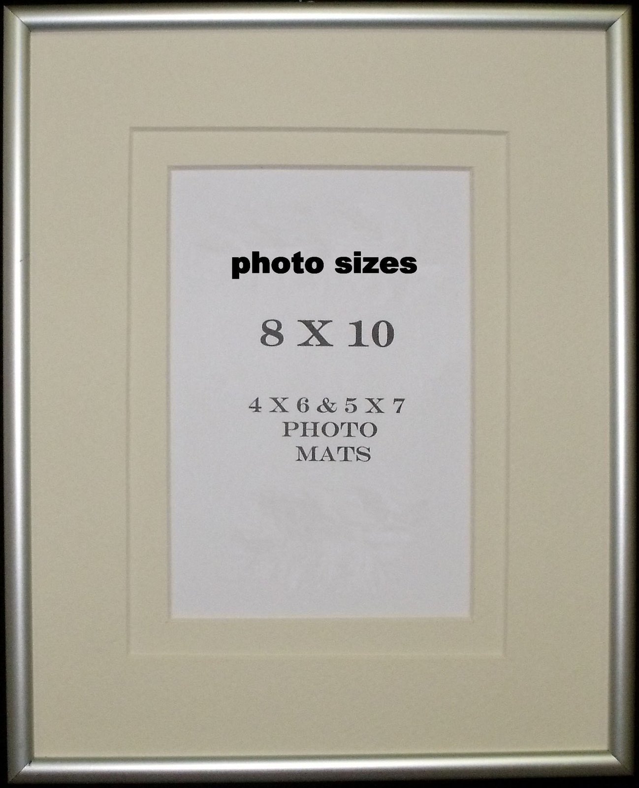 Photo Frame with Changable Creme Mats and Silver Frame for Pictures 8x10, 5x7, 4