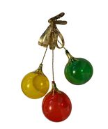 Vintage Clip-On Ornament Trio Red Yellow Green Plastic Christmas Pick Cl... - $19.80