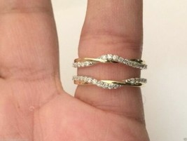 0.35Ct Künstlicher Diamant Welle Band Stil Verstärker Ring 14K Gelb Vergoldet - £87.99 GBP
