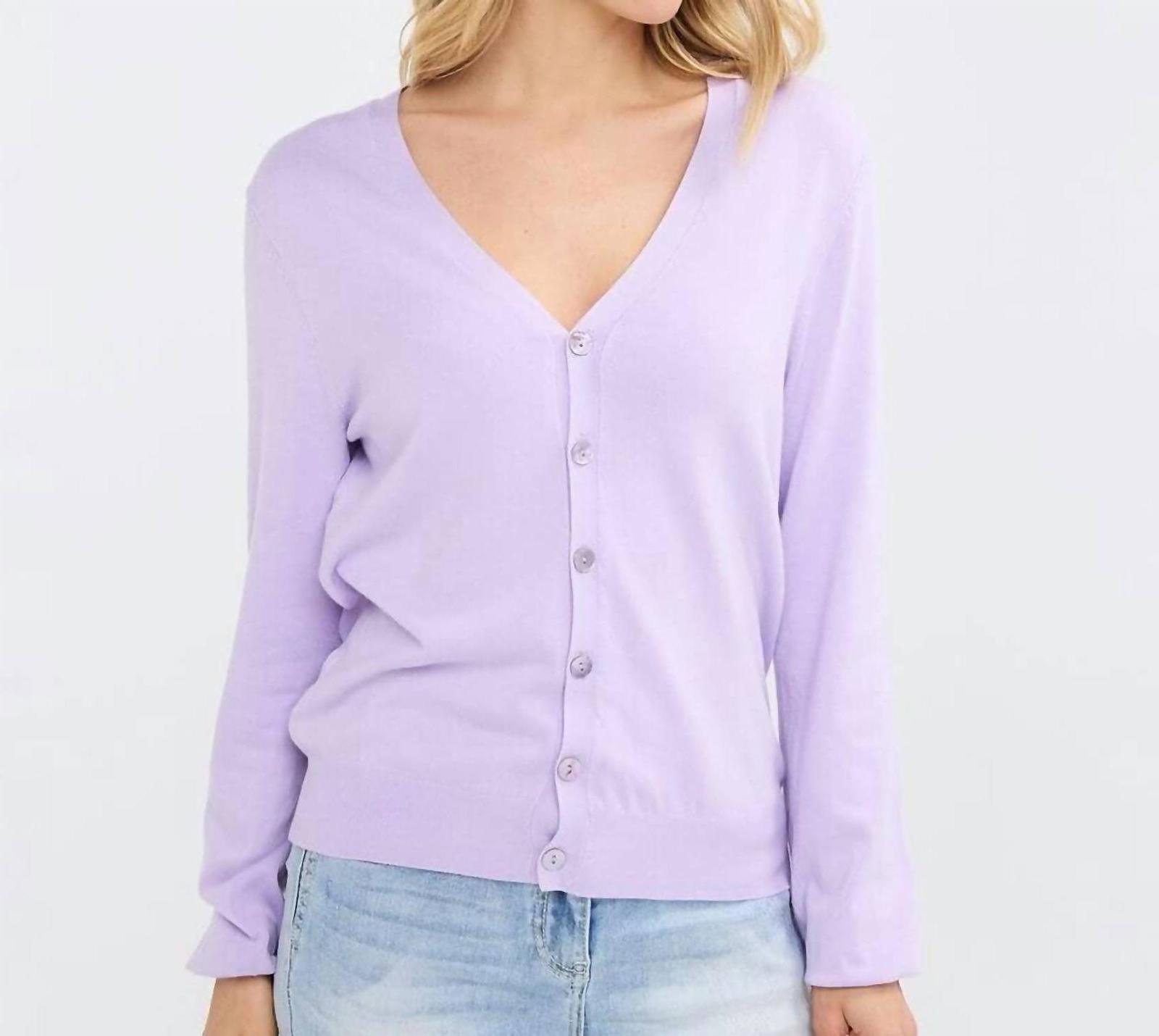 Esqualo V-Neck Cardigan Lilac - $45.00