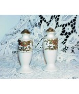 Set 4&quot; Gilt Top Salt &amp; Pepper Shakers Japan Enameled Floral Gilt Top Ant... - £10.27 GBP