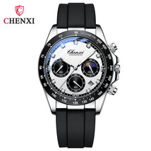 Multifunctional Watch Men&#39;s Three-Eye Six-Pin Star Moon Waterproof Silicone Watc - £30.81 GBP