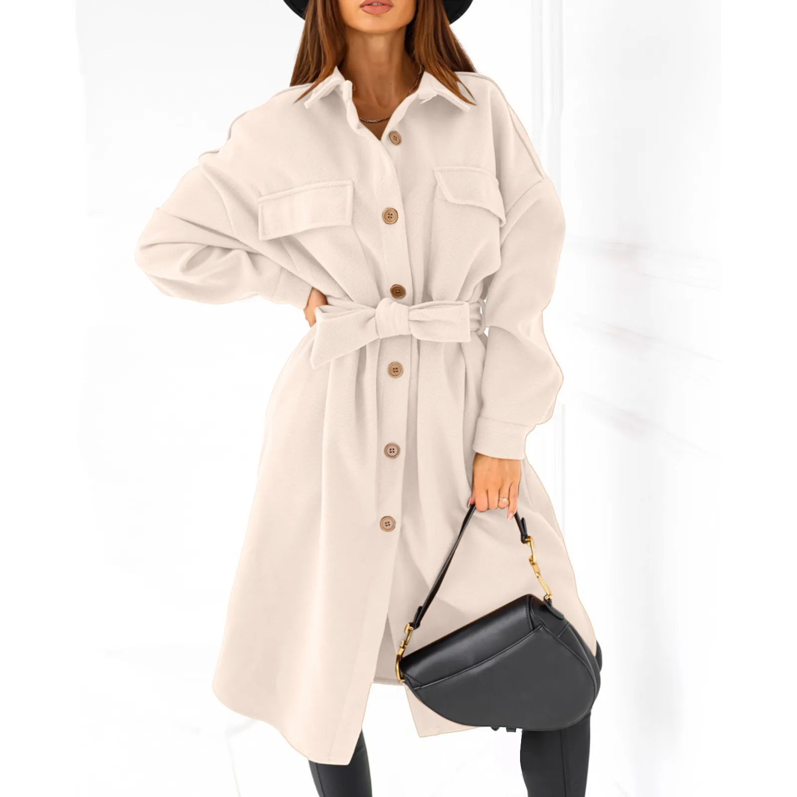 Plus Size Casual  Jacket Casual   Thin Coats Trench Jacket Ladies Long Belt Over - £115.11 GBP