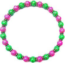 New Angela Moore Pink And Green Necklace With Confetti - £39.46 GBP