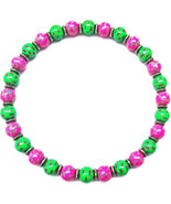 NEW ANGELA MOORE PINK AND GREEN NECKLACE WITH CONFETTI - €42,22 EUR